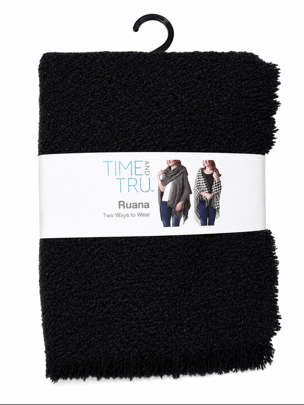 Time and Tru Black Ruana Shawl Wrap